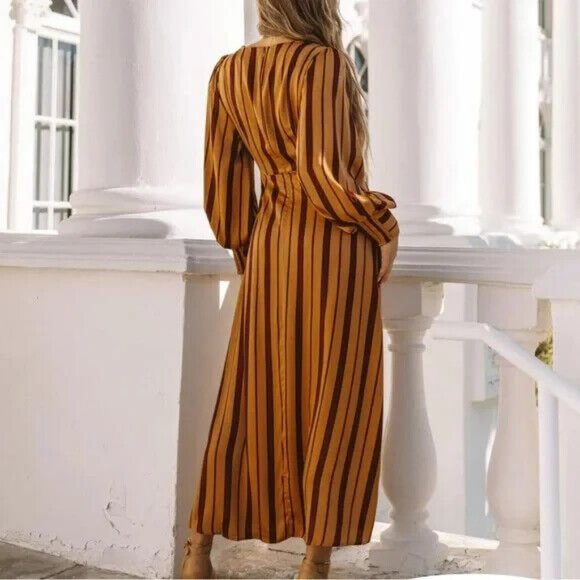 NWT Skies are Blue Anthropologie Jiya Twist Front Satin Striped Dress sz XS - Picture 2 of 5